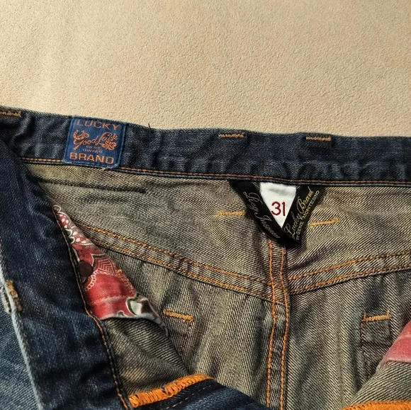 Lucky Brand Men's Vintage Straight R Distressed Blue Denim Jeans Sz 31/32 - Picture 9 of 16